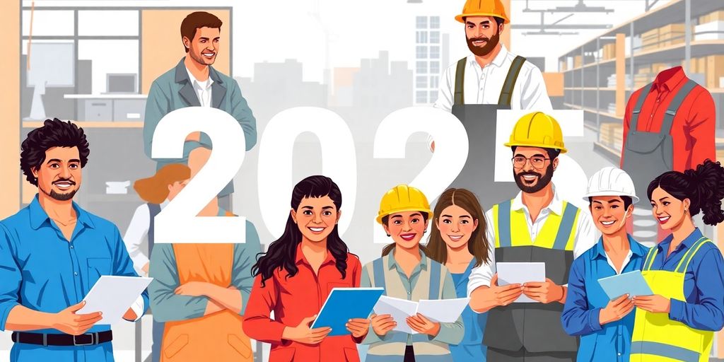 Diverse Australian workers in various job settings.