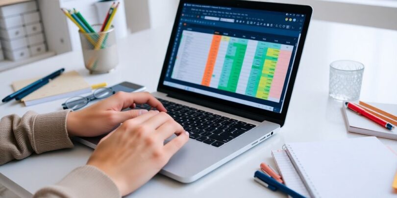 Person working on budgeting in Google Sheets.