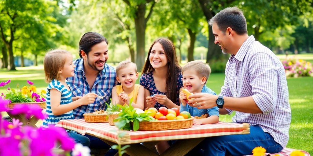 Family enjoying a picnic in a lush Australian park.