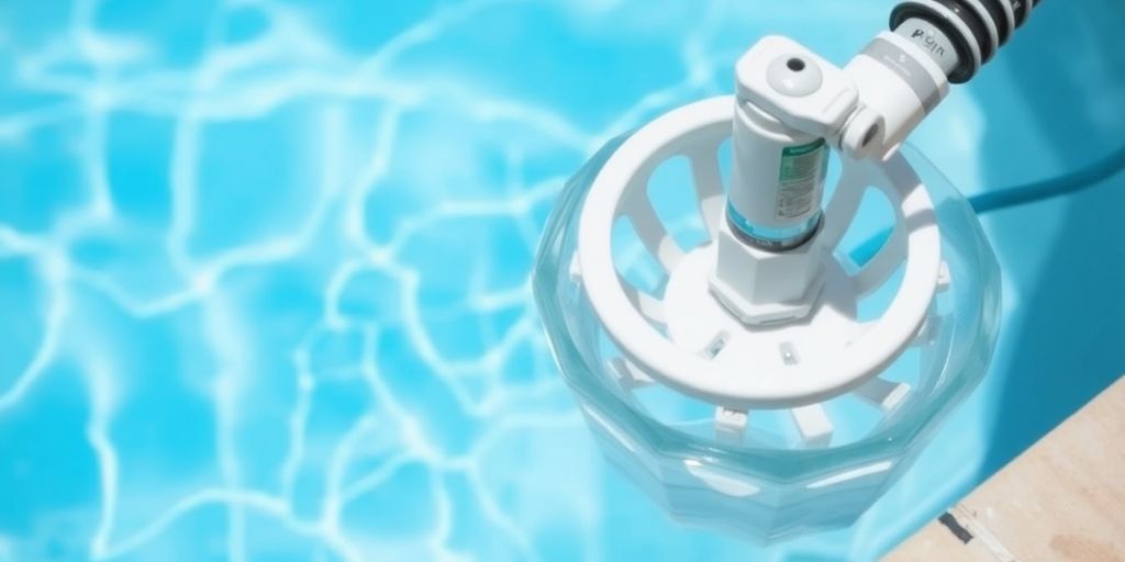 Detailed view of a pool skimmer and basket.