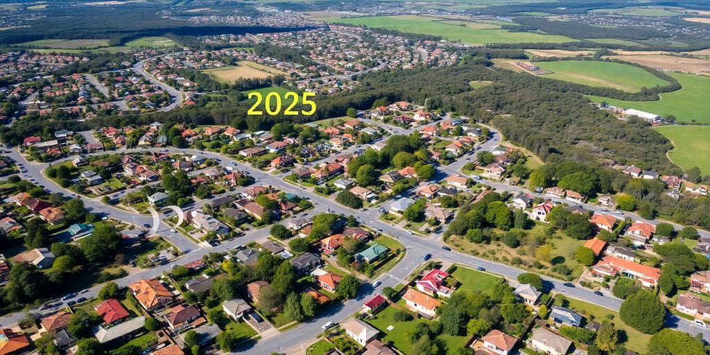 Aerial photo of Australian suburbs and investment properties.