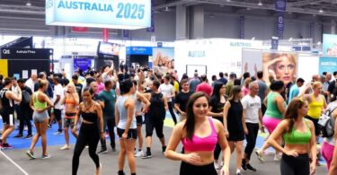 Energetic fitness scenes from Australia Fitness Expo 2025.