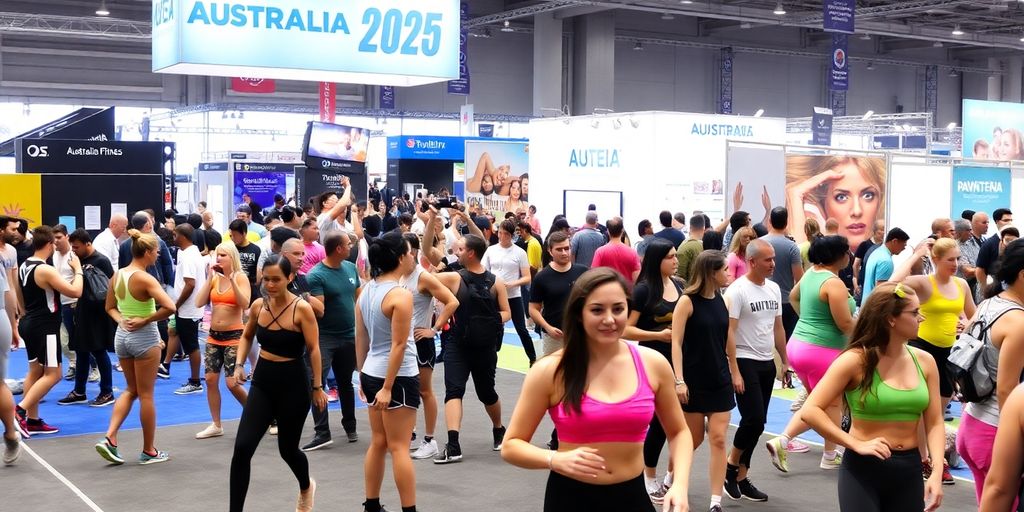 Energetic fitness scenes from Australia Fitness Expo 2025.