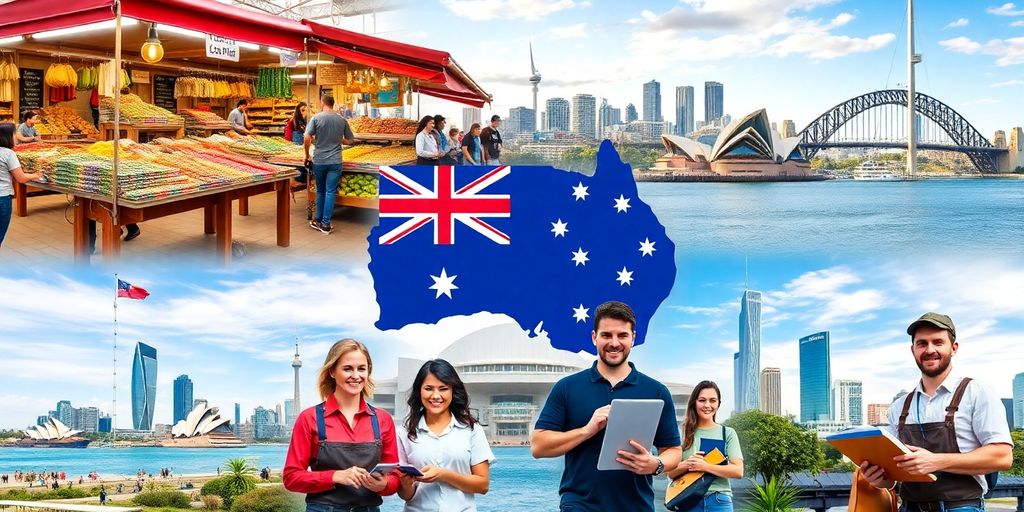 Collage of successful Australian businesses and entrepreneurs.