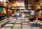 Colorful vinyl records in a Sydney record shop.