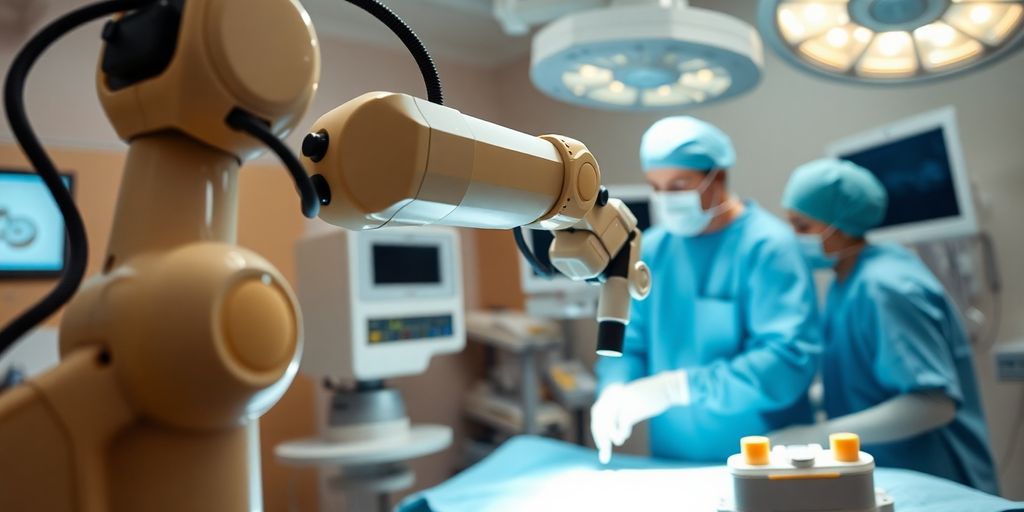 Robotic surgery in a modern operating room.