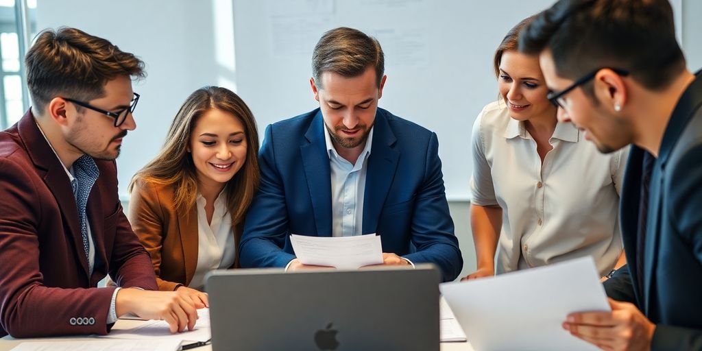 Group of Australian business professionals in a planning session.