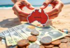 Aussie money, sunny beach, person smiling.