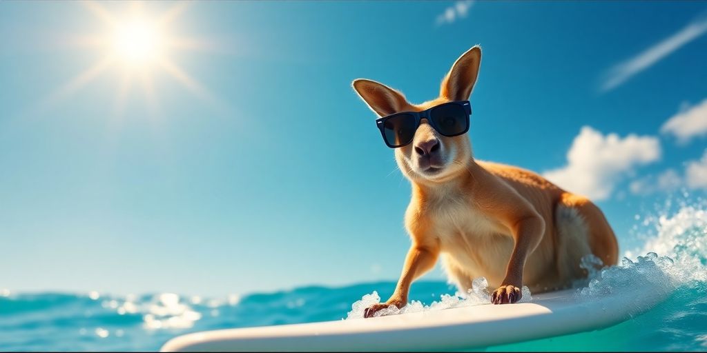 Aussie surfing kangaroo on NBN