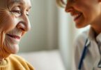 Elderly person talking with aged care assessor.
