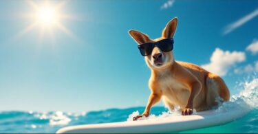 Aussie surfing kangaroo on NBN