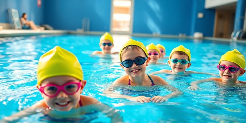 Kids learning to swim in Adelaide.