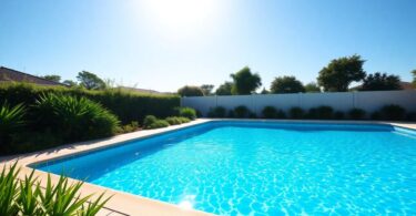 Sparkling pool, clear water, sunny day