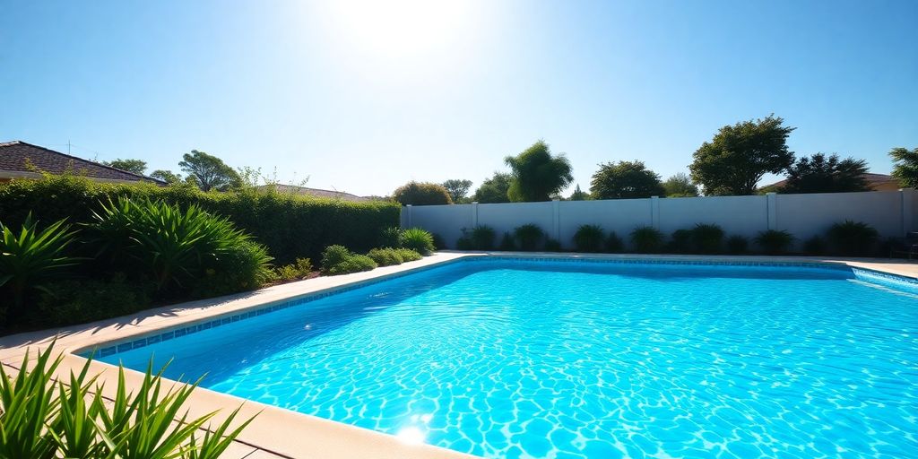 Sparkling pool, clear water, sunny day