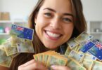 Aussie person happily counting cash.