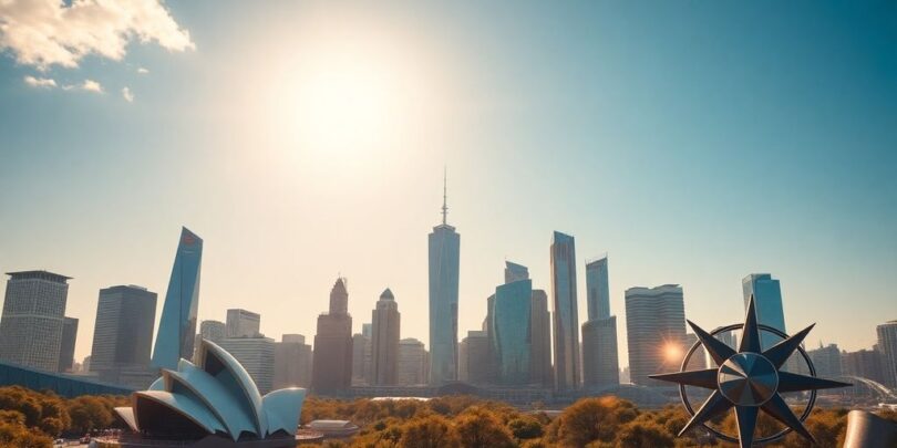 Australian landmarks and business icons.