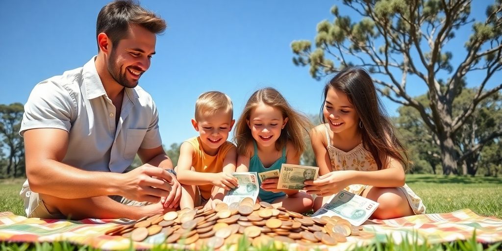 Aussie family saving money.