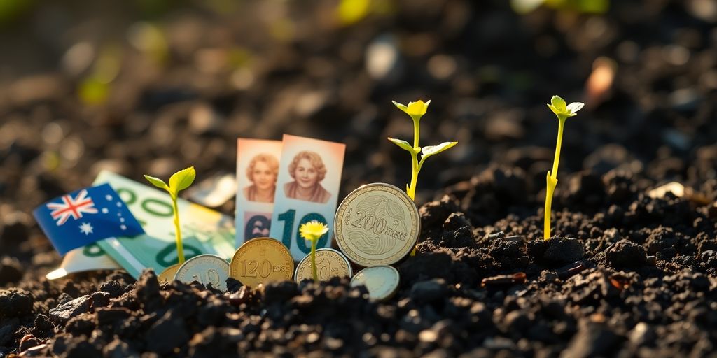 Money growing from Australian soil.