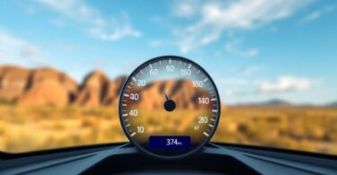 Speedometer displaying fast internet speeds in Australia.