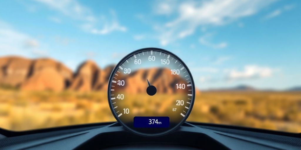 Speedometer displaying fast internet speeds in Australia.