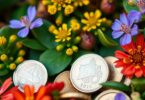 Australian coins and native flora.