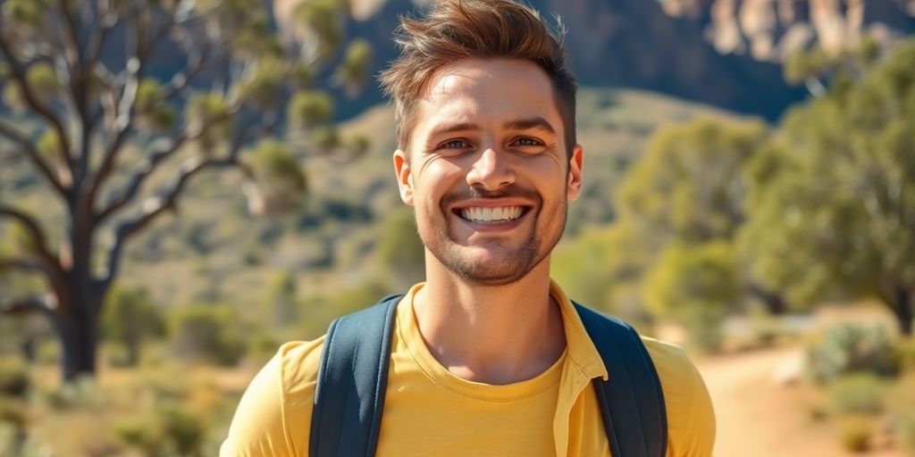A healthy Australian person outdoors.