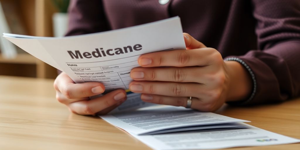 Australian person looking at Medicare documents.