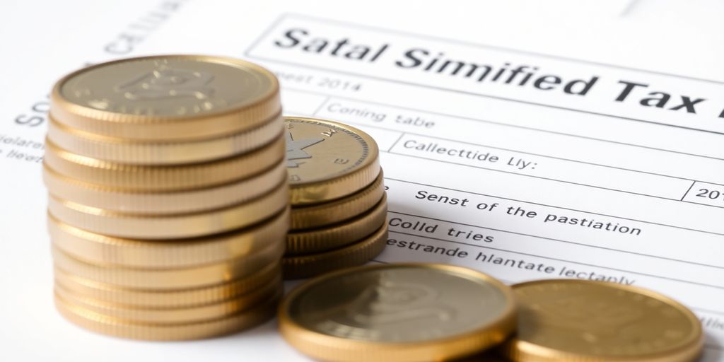 Australian dollar coins stacked with a tax document overlay.