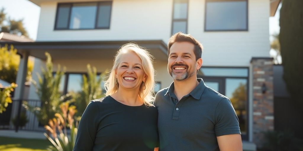 Australian couple looking at a house.