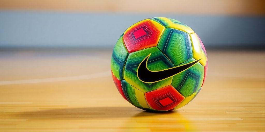 Nike futsal ball on a court.