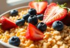 Bowl of high-fibre cereal with fruits.