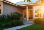 Australian house with sunny garden.