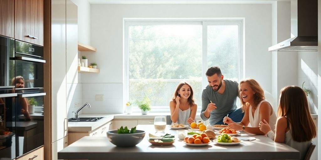 Family in Sydney enjoying a meal.