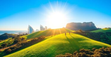 Australian landmarks with financial growth elements.