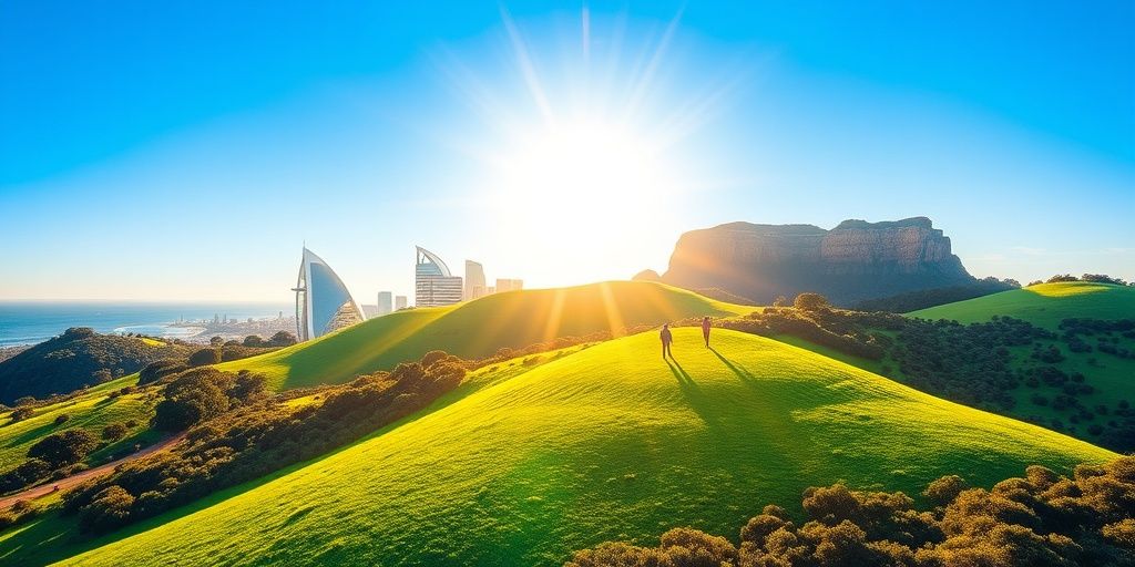 Australian landmarks with financial growth elements.