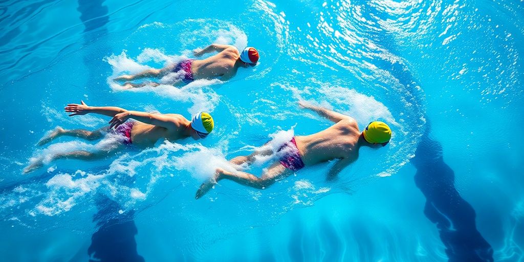 Swimmers in action at a modern Australian university pool.