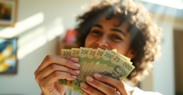 Australian dollars and a happy person