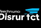 TechCrunch Disrupt logo with dynamic colours and abstract shapes.