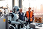 Robot and people working together in Australian workplace