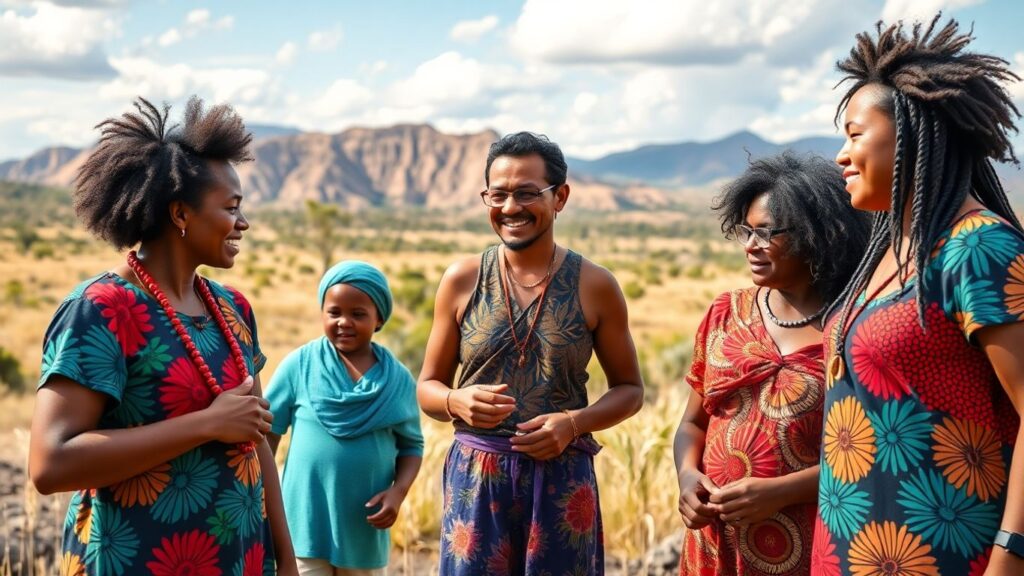 Indigenous Australians enjoying healthy activities in nature.