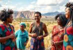 Indigenous Australians enjoying healthy activities in nature.