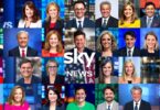 Sky News Australia hosts' portraits in a colorful collage.