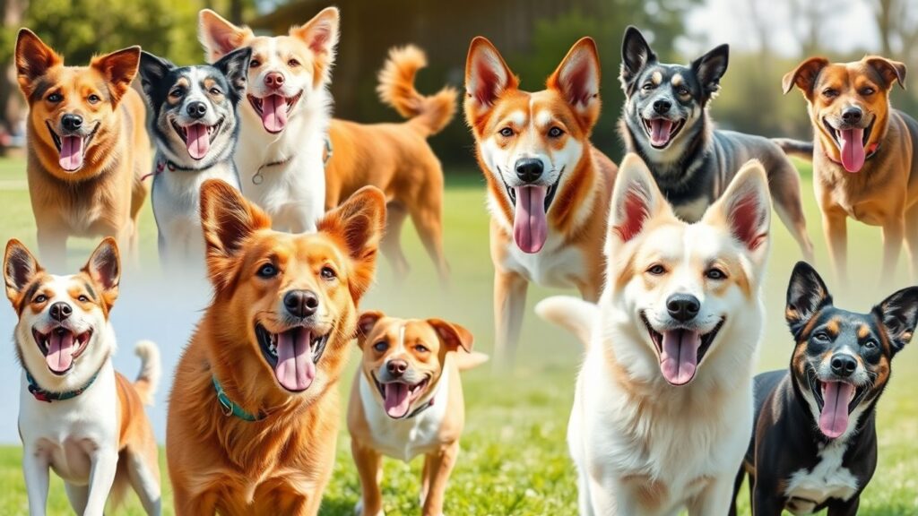 Happy dogs playing outdoors in Australia