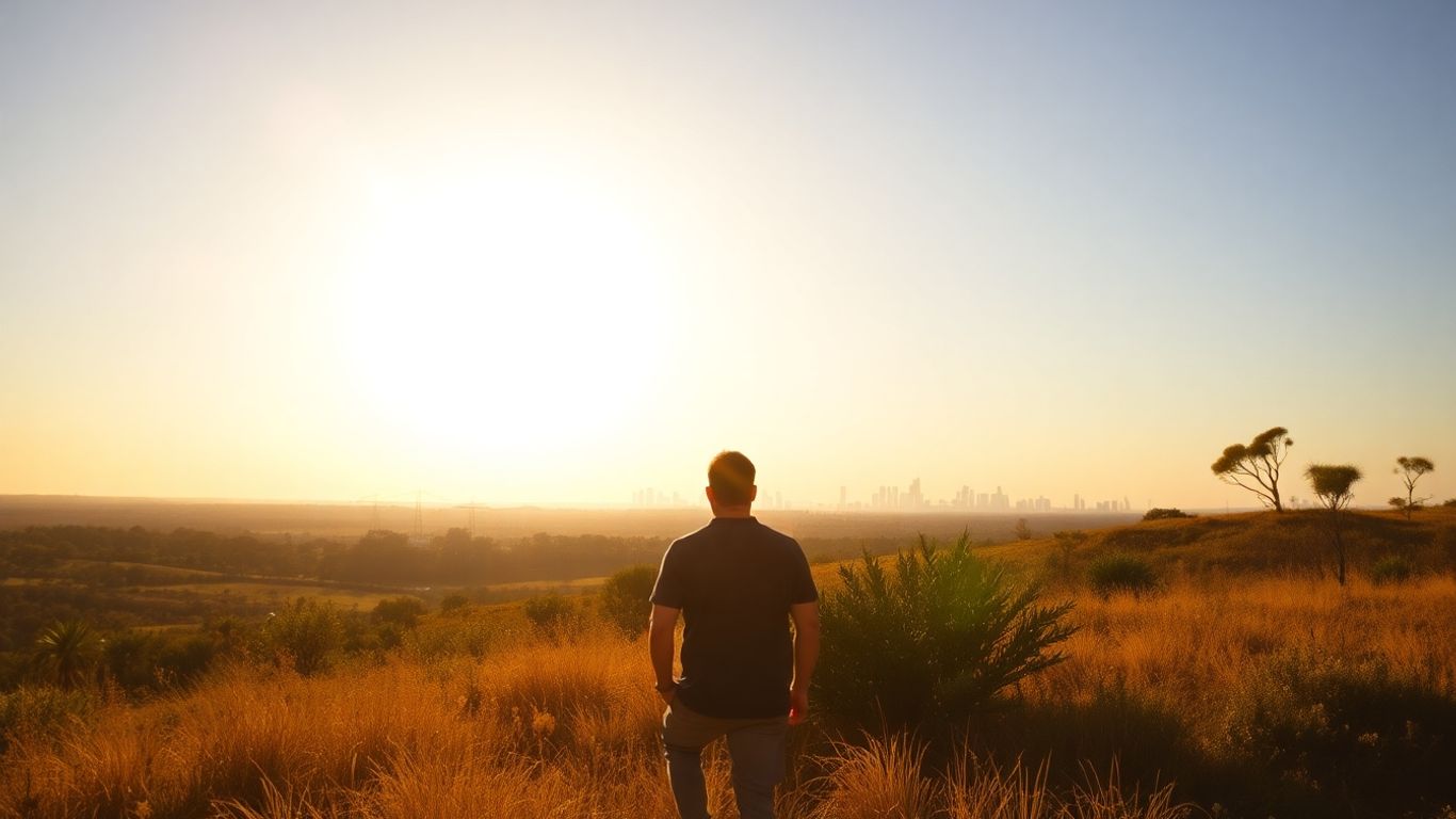 Australian investment landscape with city skyline.