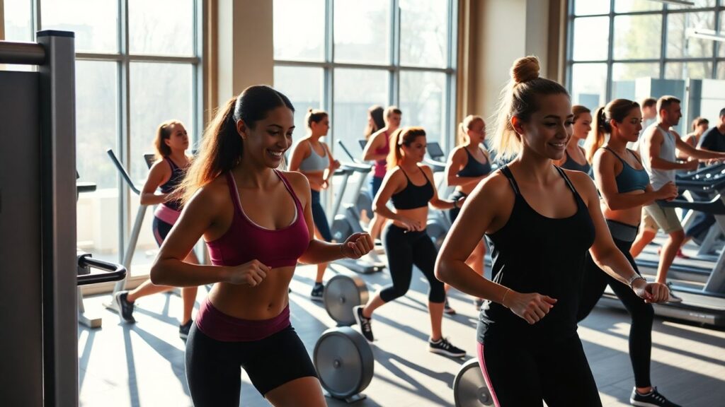 People exercising in a modern Melbourne gym.