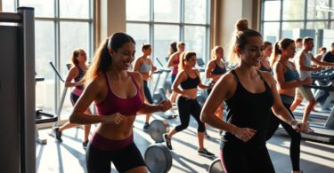 People exercising in a modern Melbourne gym.