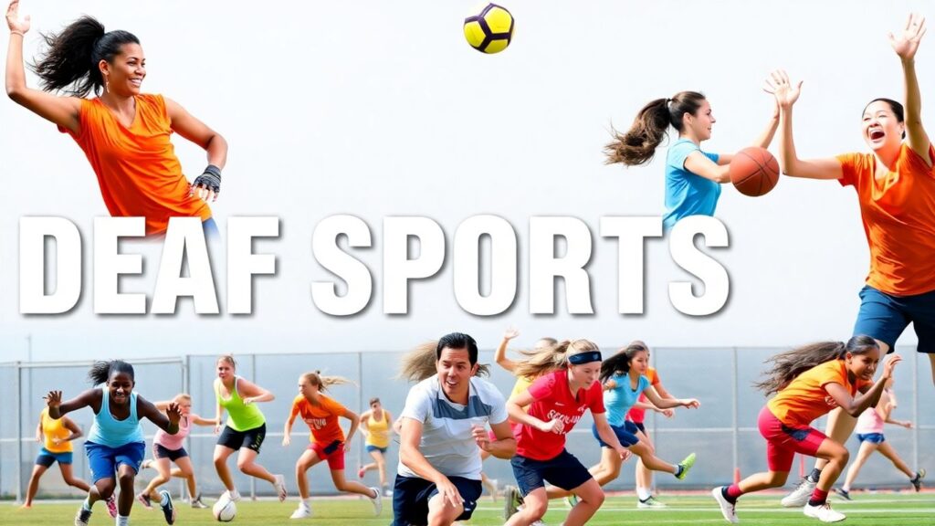 Deaf athletes in action, playing various sports.