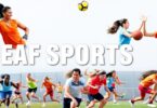 Deaf athletes in action, playing various sports.