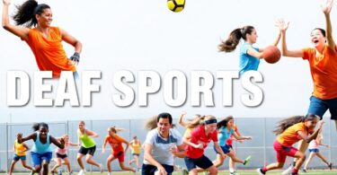 Deaf athletes in action, playing various sports.