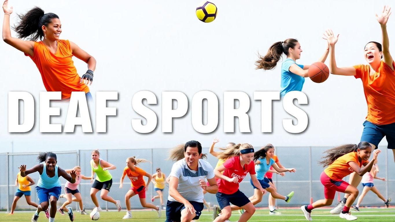 Deaf athletes in action, playing various sports.